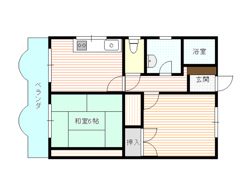 2DKタイプ(商業高校近く) 2DKタイプ(商業高校近く)